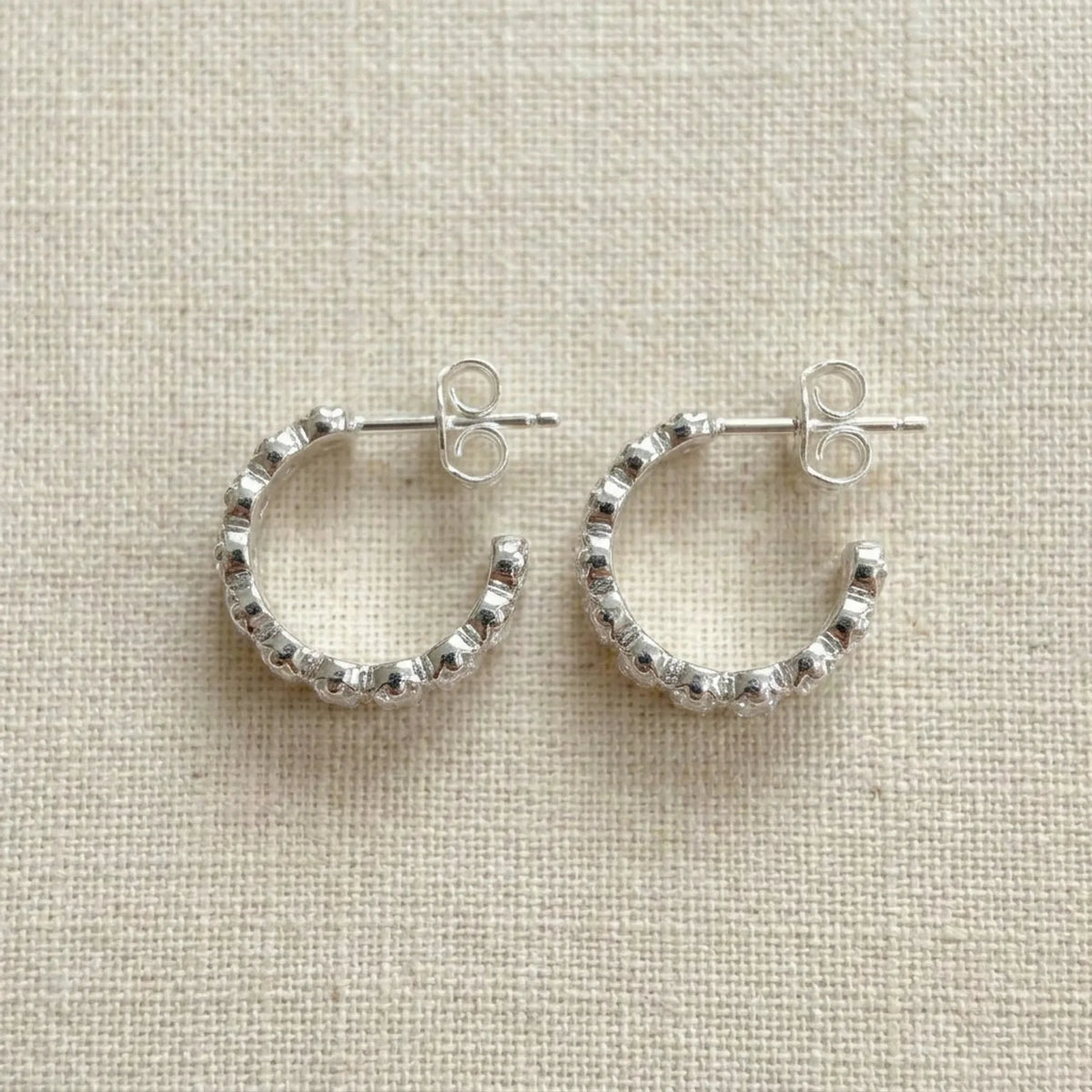 Boucles d'oreilles créoles baguette en or et argent