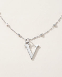 V Bracelet | Initial & Letter V Charm, Gold & Silver