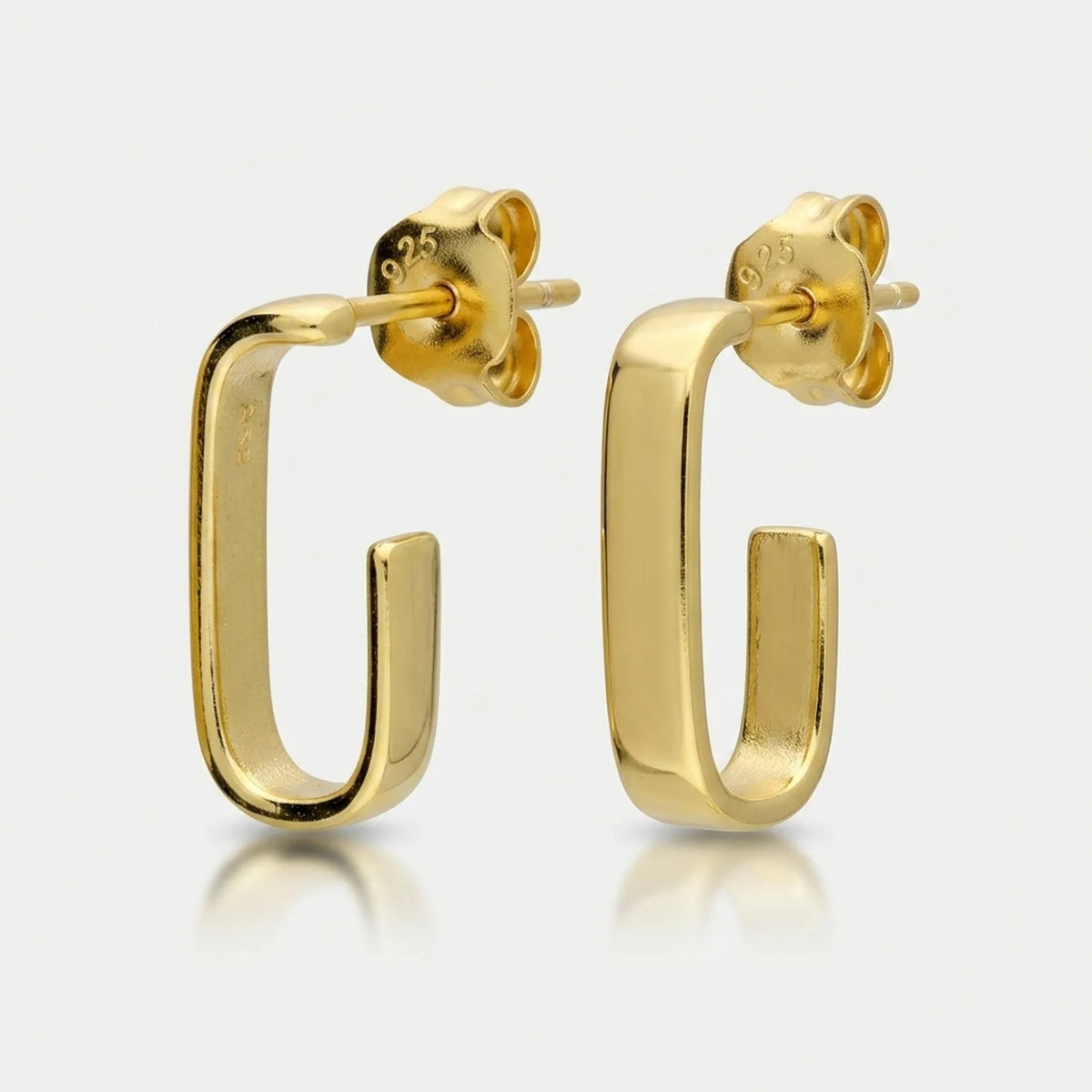 Square J Hoop Earrings — Complete Pair