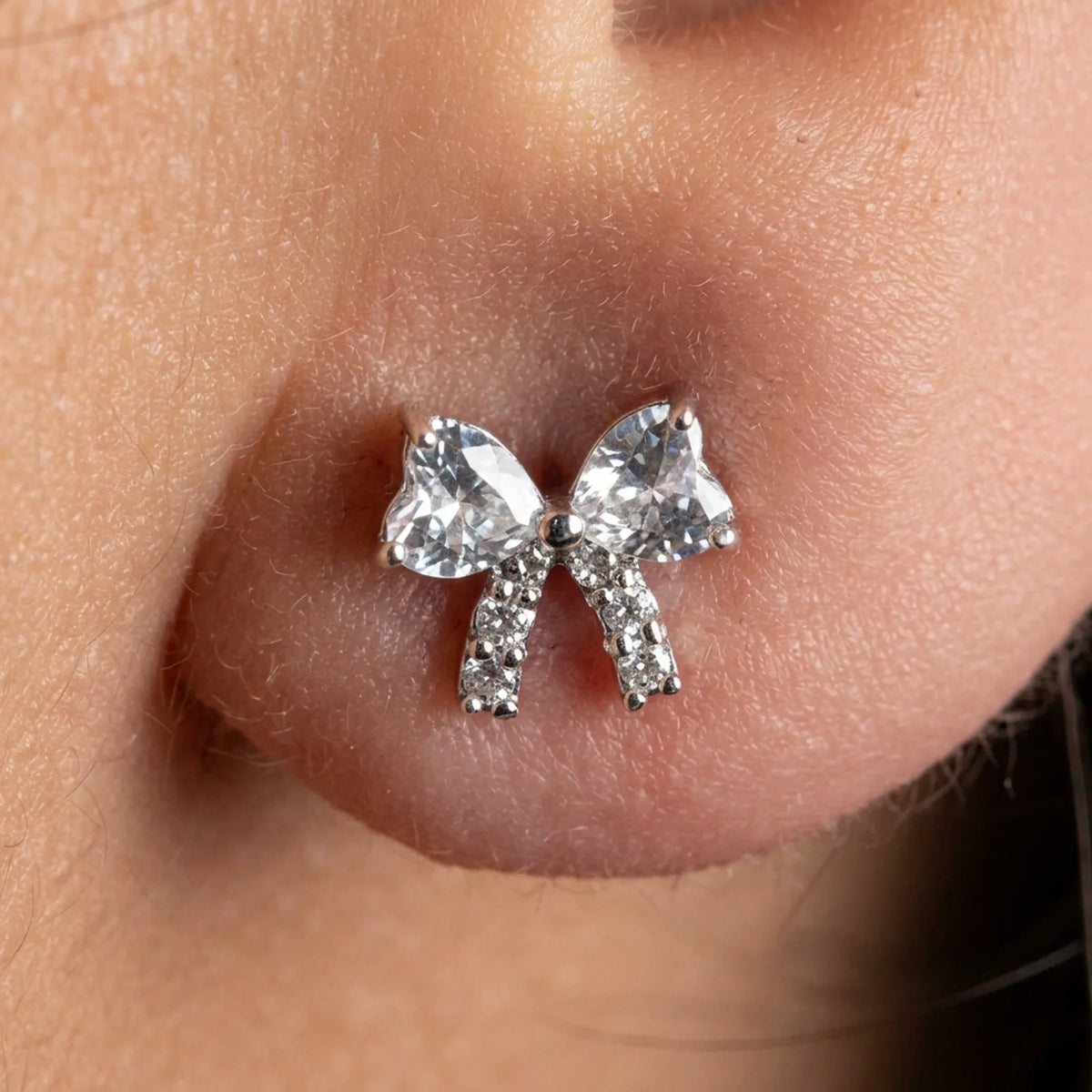 Bow Stud Earrings — Bow Detail Close-Up