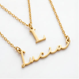 Ensemble de colliers superposés personnalisés avec nom et initiales – Paire personnalisée en or ou argent