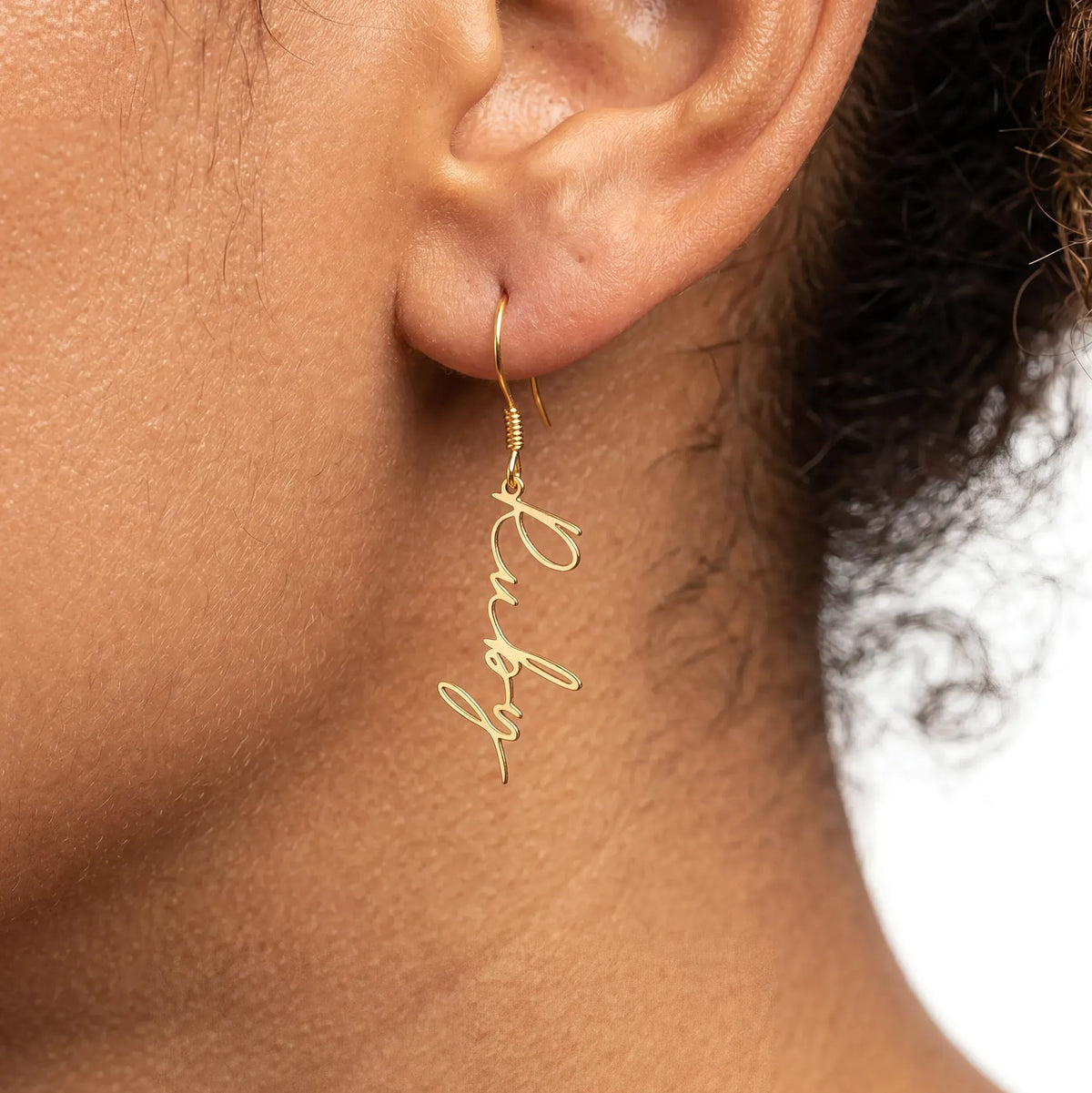 Boucles d'oreilles personnalisées avec nom ou mot, en or et argent