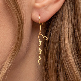 Boucles d'oreilles personnalisées avec nom ou mot, en or et argent