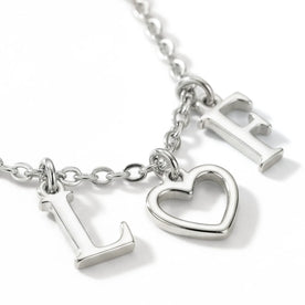 Collier avec initiale en forme de cœur - Idéal pour les couples et la Saint-Valentin, en or et argent