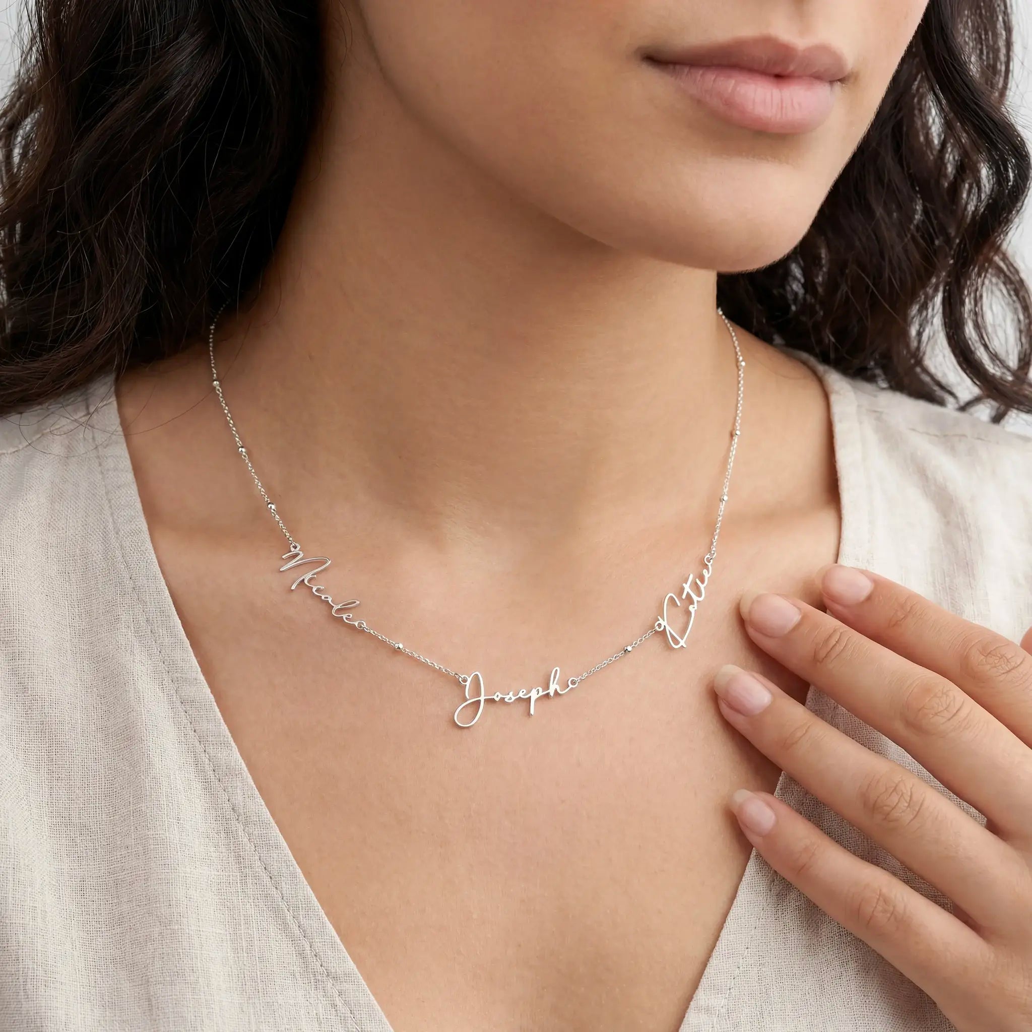 Personalised Triple Name Necklace | Gold, Silver & Vermeil
