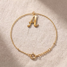 Pulseira | Pendente com Inicial e Letra A, Ouro e Prata