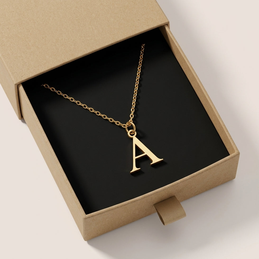 Ketting met letter A | Hanger met initiaal en letter A, goud en zilver