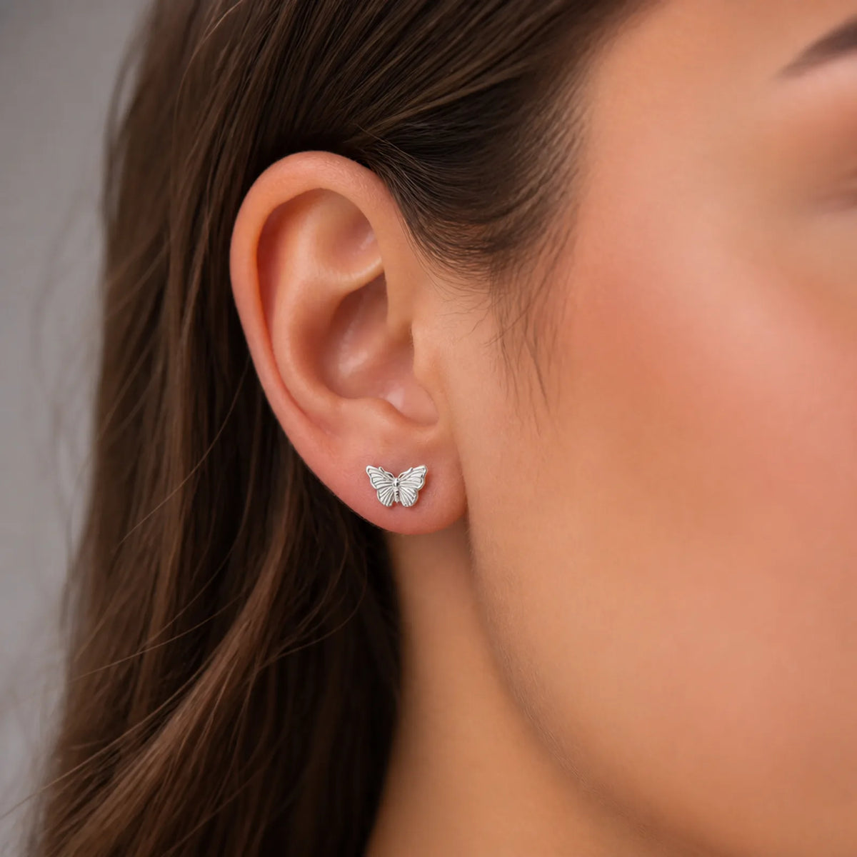 Admiral Butterfly Stud Earrings, Worn on the Ear