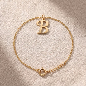 Pulsera B | Charm con inicial y letra B, oro y plata