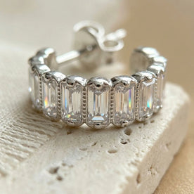 Boucles d'oreilles créoles baguette en or et argent