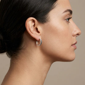 Boucles d'oreilles créoles baguette en or et argent