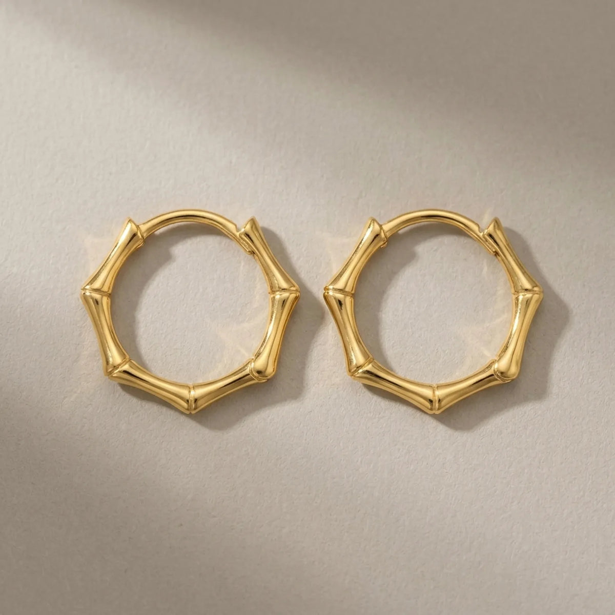Bamboo Huggie Earring — Huggie Pair Flatlay