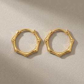 Bamboo Huggie Earring — Huggie Pair Flatlay