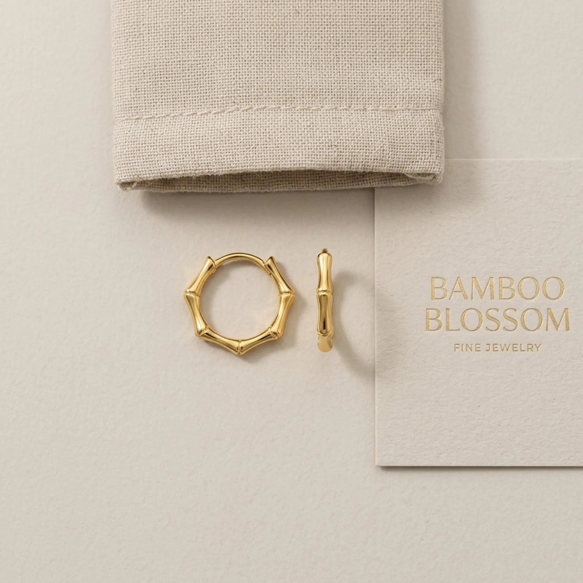 Bamboo Huggie Earring — Packaging Flat Lay