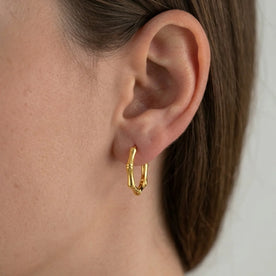 Bamboo Huggie Earring — On the Earlobe