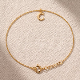 Bracelet C | Breloque initiale et lettre C, or et argent