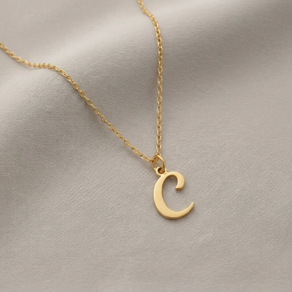 C-ketting | Hanger met initiaal en letter C, goud en zilver