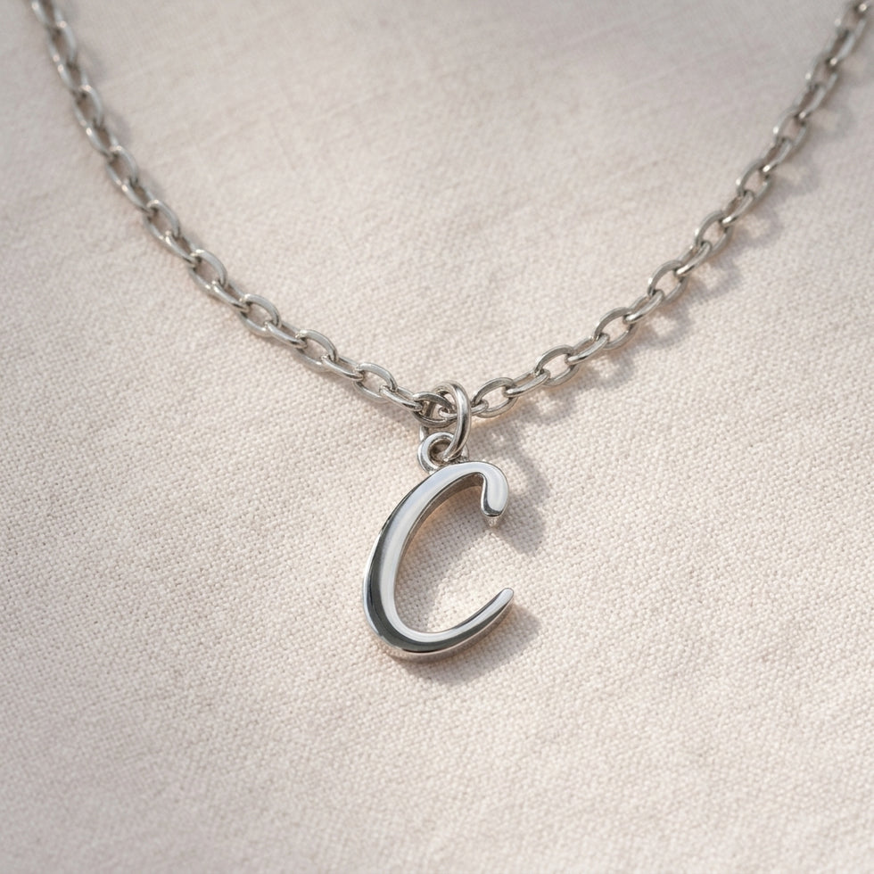 C-ketting | Hanger met initiaal en letter C, goud en zilver