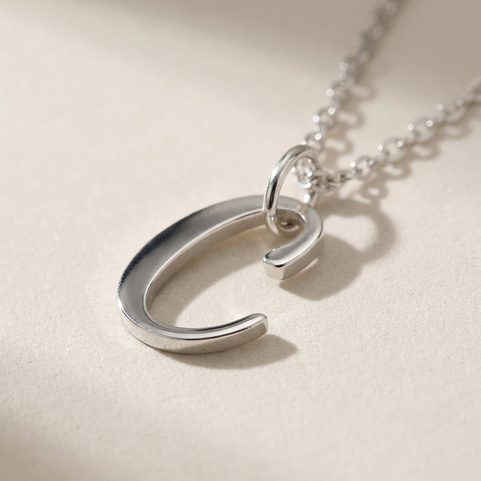 C-ketting | Hanger met initiaal en letter C, goud en zilver