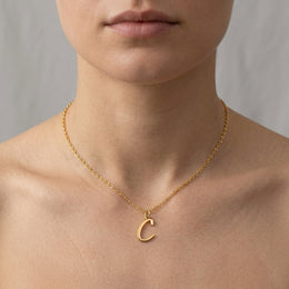 C-ketting | Hanger met initiaal en letter C, goud en zilver