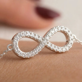 Pulsera Infinity de circonita cúbica con extensor de 17+2 cm