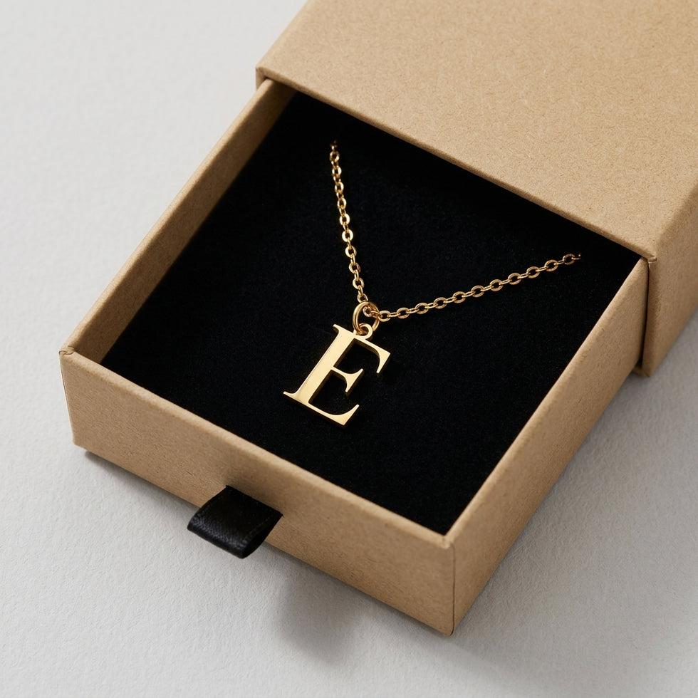 E-ketting | Hanger met initiaal en letter E, goud en zilver