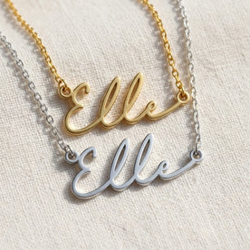 Necklace Elle Name Necklace HBD: Both finishes