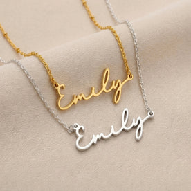 Necklace Emily Name Necklace HBD: Both finishes