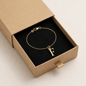 F-Armband | Anhänger mit Anfangsbuchstabe F, Gold & Silber