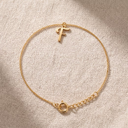 F Bracelet | Initial & Letter F Charm, Gold & Silver