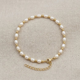 Bracciale di perle d'acqua dolce in argento o oro – Elegante bracciale da donna con perle e perle