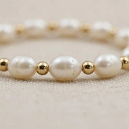 Bracciale di perle d'acqua dolce in argento o oro – Elegante bracciale da donna con perle e perle