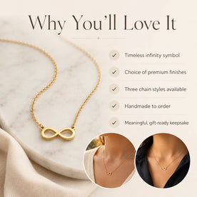 Collier infini pour femme en or, argent et vermeil