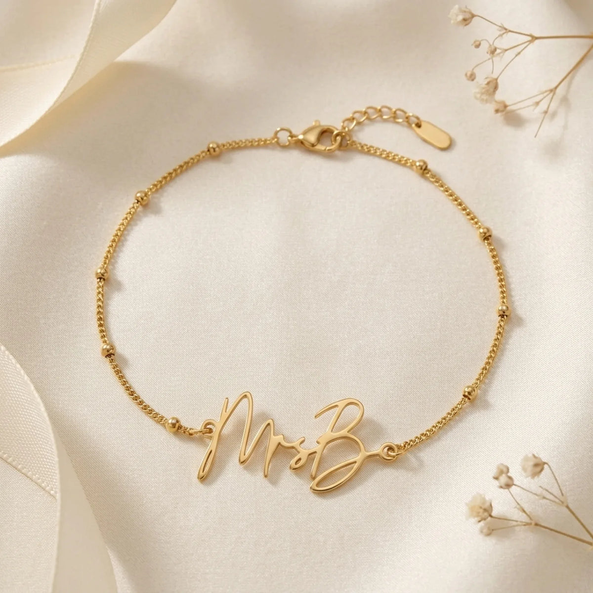 Personalisiertes Armband mit dem Namen Ihrer Frau – Gold oder Silber, personalisierter Brautschmuck
