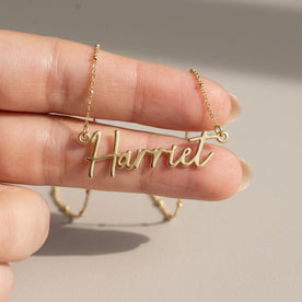 Necklace Harriet Name Necklace HBD: Held, for scale