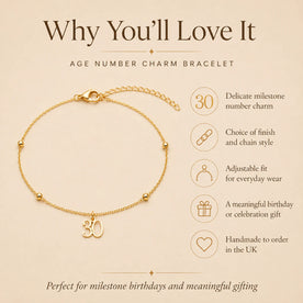 Bracelet d'âge personnalisé | Cadeau d'anniversaire marquant | HBD