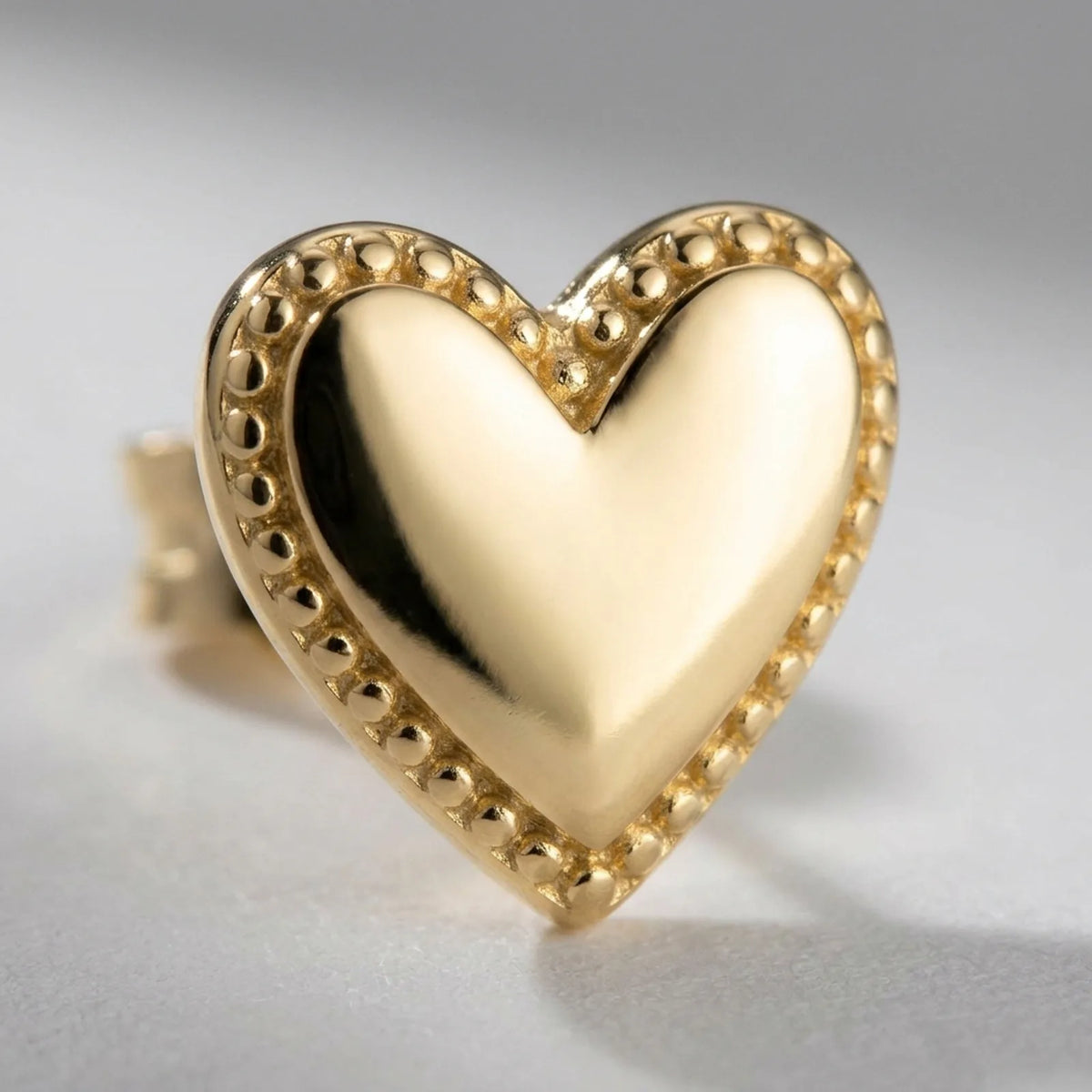 Heart Stud Earrings — Heart Detail Macro