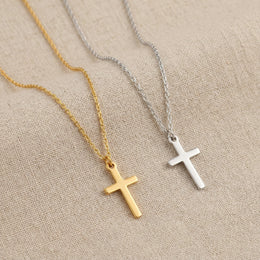 Collier croix verticale en or, argent et vermeil | HBD