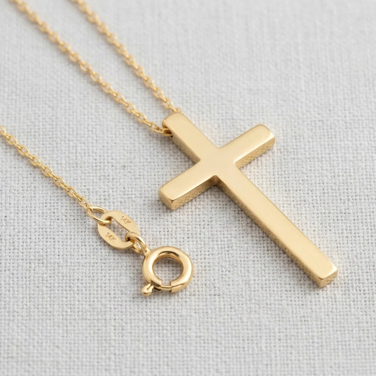 Collana con croce orizzontale in oro o argento – Ciondolo moderno a croce laterale