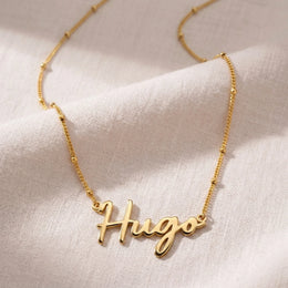 Hugo Namenskette | 18 Karat Gold, Silber & Vermeil | Sofort versandfertig