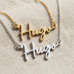 Hugo Namenskette | 18 Karat Gold, Silber & Vermeil | Sofort versandfertig