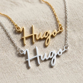 Hugo Namenskette | 18 Karat Gold, Silber & Vermeil | Sofort versandfertig