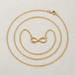 Collier infini et cœur en or 18 carats, disponible en argent et avec 3 styles de chaîne