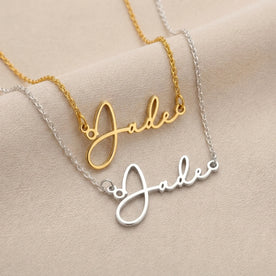 Colar com nome em jade | Ouro 18k, prata e vermeil | Pronto para envio