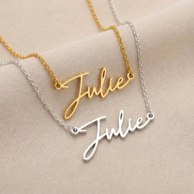 Necklace Julie Name Necklace HBD: Both finishes