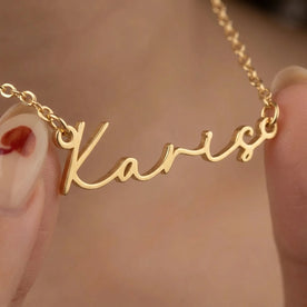 Karis navnekjede | 18 karat gull, sølv og vermeil | Klar til sending