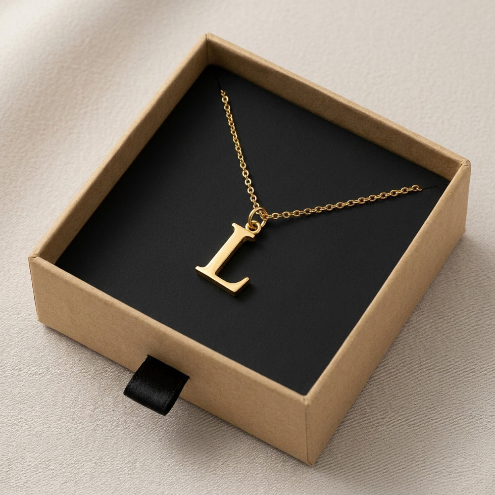 L-ketting | Hanger met initiaal en letter L, goud en zilver