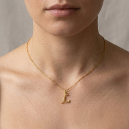 L-ketting | Hanger met initiaal en letter L, goud en zilver