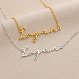 Necklace Logan Name Necklace HBD: Both finishes