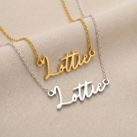 Necklace Lottie Name Necklace HBD: Both finishes